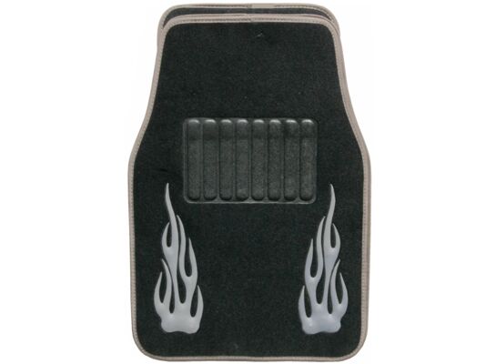 Dywaniki welurowe z płomieniami czarne (przód + tył) 4CAR