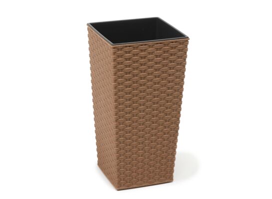 Doniczka FINEZJA ECO 25 x 25 rattan naturalne drewno Lamela
