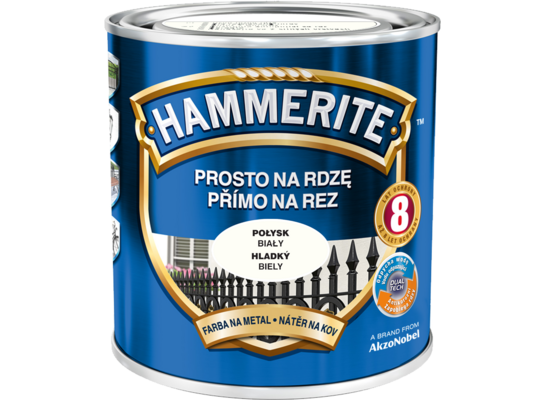 Farba Prosto Na Rdzę Biały Połysk 0,25 l Hammerite