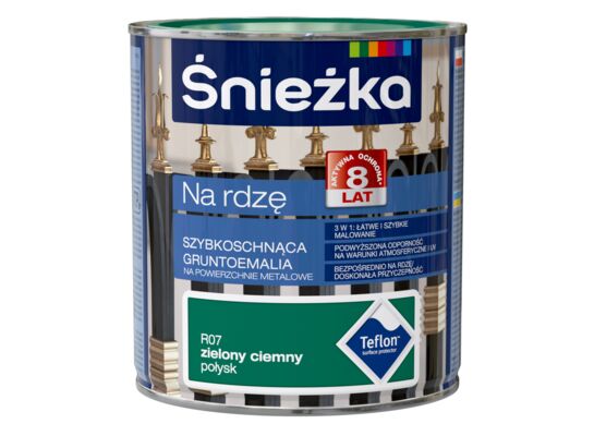 Gruntoemalia na rdzę zielony ciemny połysk R07 0,65 l Śnieżka