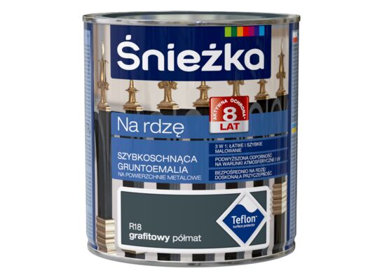 Gruntoemalia na rdzę grafitowy R18 Półmat 0,65 l Śnieżka