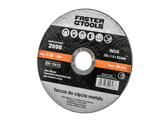 Tarcza do cięcia metalu INOX 125 x 22,2 x 1,6 mm FASTER TOOLS