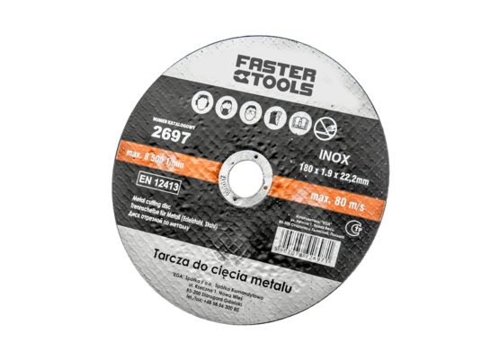 Tarcza do cięcia metalu INOX 115 x 22,2 x 1,9 mm FASTER TOOLS
