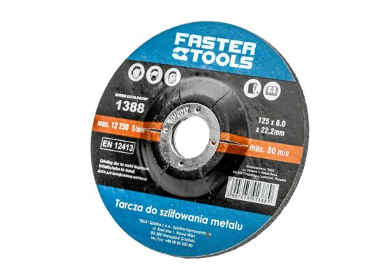 Tarcza szlifierska do metalu 125 x 22,2 x 6 mm FASTER TOOLS