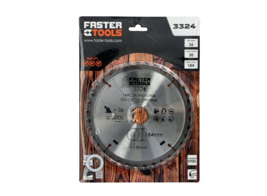 Tarcza widiowa do drewna 184 x 30 mm 36z. FASTER TOOLS