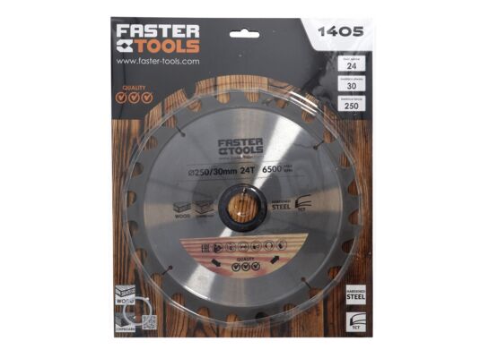 Tarcza widiowa do drewna 250 x 30 mm 24z. FASTER TOOLS