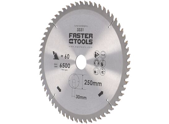 Tarcza widiowa do drewna 250 x 30 mm 60z. FASTER TOOLS
