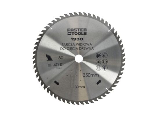 Tarcza widiowa do drewna 350 x 30 mm 60z. FASTER TOOLS