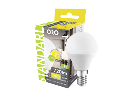Żarówka LED ORO-E14-G45-TOTO-8W-WW