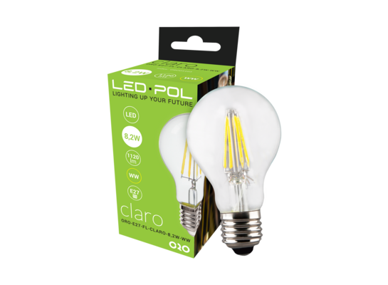 Żarówka Filament LED ORO-E27-FL-CLARO-8,2W-WW