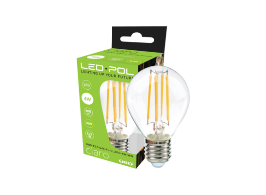 Żarówka Filament LED ORO-E27-G45-FL-CLARO-4W-WW