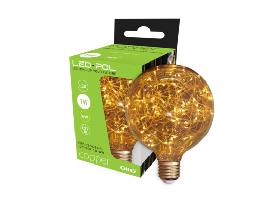Żarówka Filament LED ORO-E27-G95-FL-COPPER-1W-WW