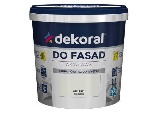 Farba DO FASAD Ciepła biel 1 l Dekoral
