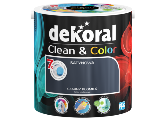 Farba lateksowa Clean&Color czarny płomień 2,5 l Dekoral