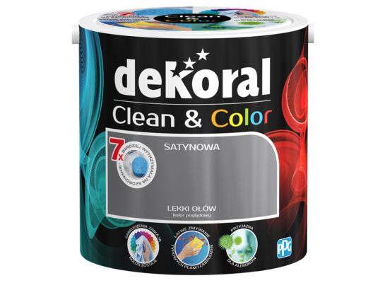 Farba lateksowa Clean&Color lekki ołów 2,5 l Dekoral