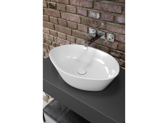 Umywalka nablatowa City 50 owalna z ceramicznym korkiem box Cersanit