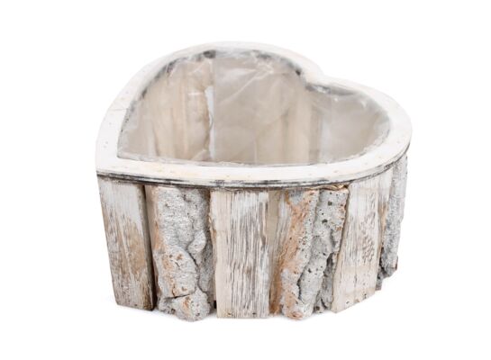 Drewniana doniczka w kształcie serca