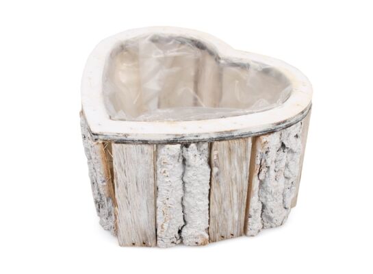 Drewniana doniczka w kształcie serca