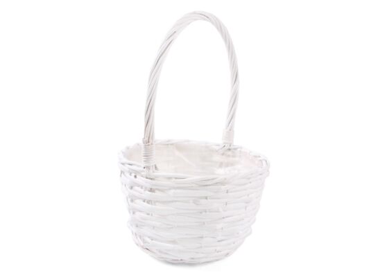 Kosz wiklinowy biały z folią do obsadzania kwiatami 25 x 25 x 15/40 cm