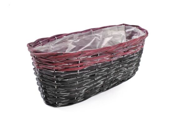 Balkonówka wiklinowa owalna z folią 35 x 14 x 12,5 cm