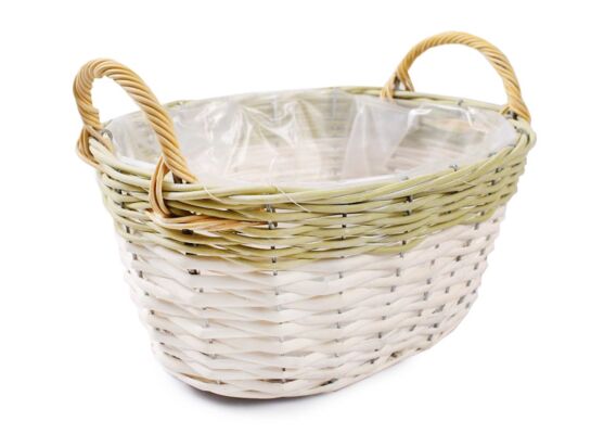 Osłonka wiklinowa z uchwytami na kwiaty 34 x 26 x 15/21 cm