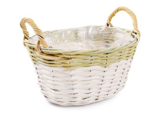 Osłonka wiklinowa z uchwytami na kwiaty 27 x 22 x 14/19 cm