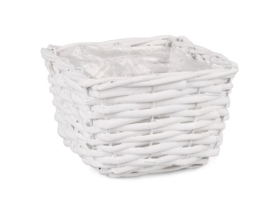 Koszyk na kwiaty kwadratowy biały 15 x 15 x 10 cm