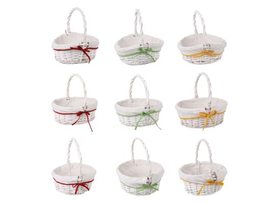 Koszyk wielkanocny z materiałem biały