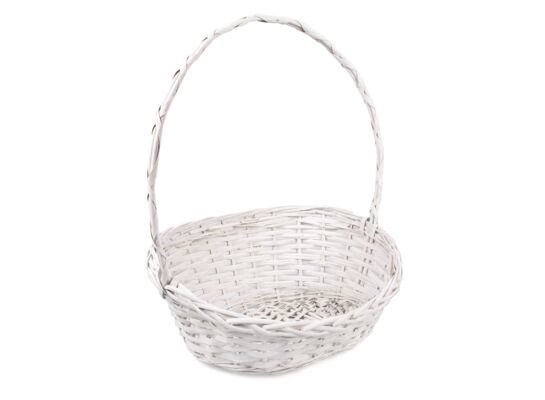 Koszyk prezentowy z pałąkiem biały 46/50 x 36 x 10/19/53 cm