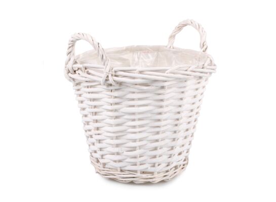 Kosz wiklinowy z uchwytami do obsadzania biały 26 x 26 x 21/26 cm