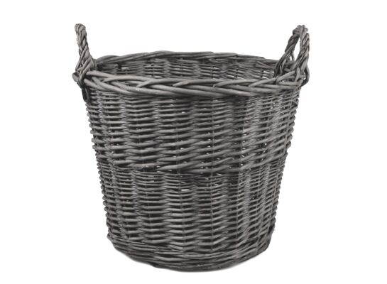 Kosz wiklinowy z uchwytami szary 38 x 38 x 30/37 cm