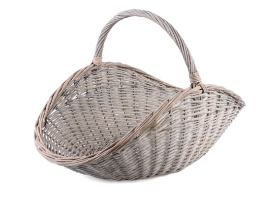 Kosz wiklinowy kominkowy duży szary 67 x 47 x 12/26/44 cm