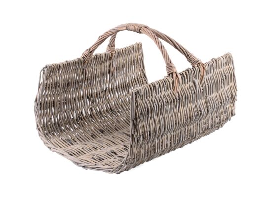 Kosz wiklinowy kominkowy szary 43 x 34 x 24/34 cm