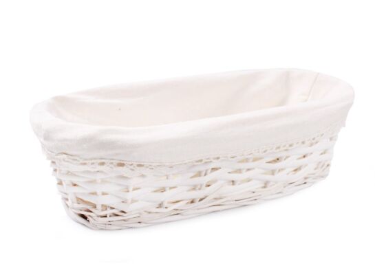 Kosz wiklinowy z materiałem owalny 35 x 18 x 9 cm
