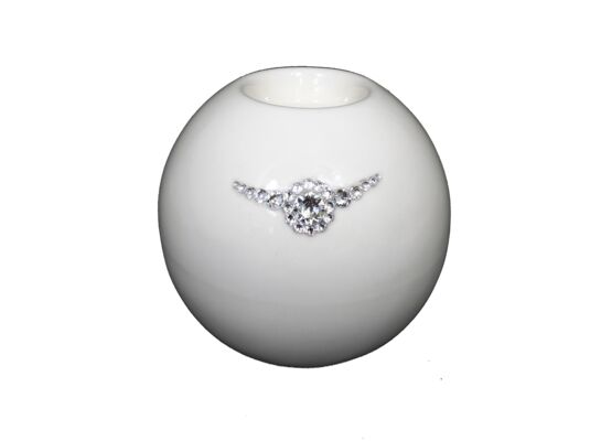 Świecznik szkliwiony kula na tealight Swarovski 11 cm Souvenire