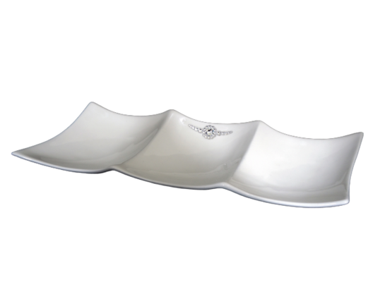 Patera szkliwiona podstawa rożek potrójny Swarovski 40 cm Souvenire