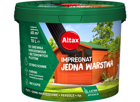 Impregnat do drewna ogrodowego jedna warstwa 10 l zielony Altax