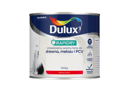 Farba akrylowa Dulux Rapidry 400 ml biały błyszczący