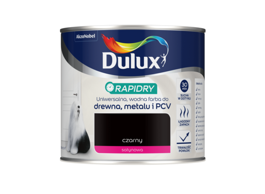 Farba akrylowa Dulux Rapidry 400 ml SAT czarny
