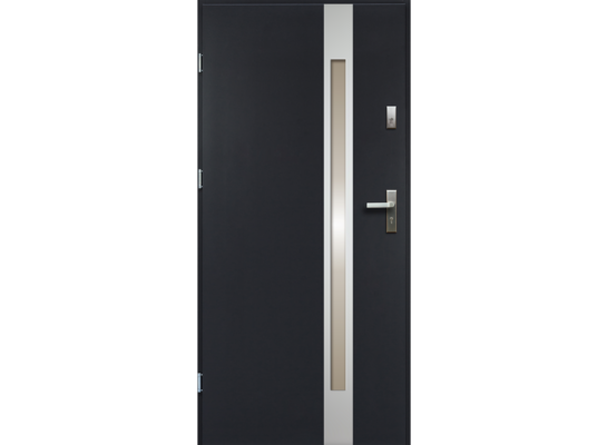 Drzwi zewnętrzne TEMIDAS inox antracyt 80 lewe RADEX