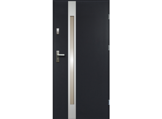 Drzwi zewnętrzne TEMIDAS inox antracyt 80 prawe RADEX