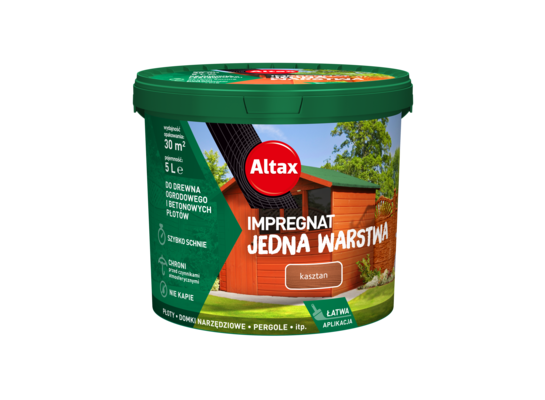 Impregnat do drewna ogrodowego jedna warstwa 5 l kasztan Altax