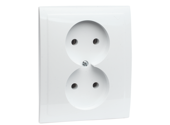 Gniazdo podwójne VEGA bez uziemienia białe