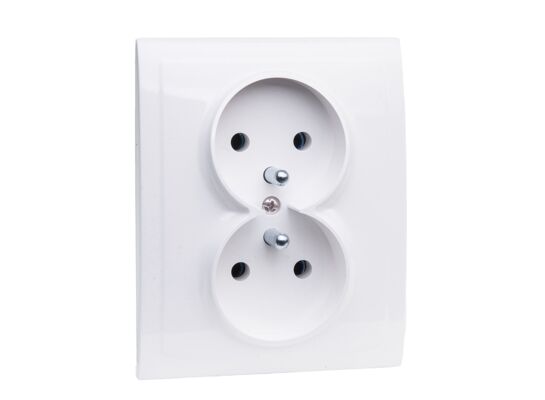 Gniazdo podwójne VEGA z uziemieniem białe