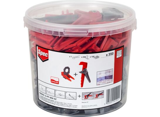 Zestaw poziomowania płytek klipsy, kliny, szczypce Spec