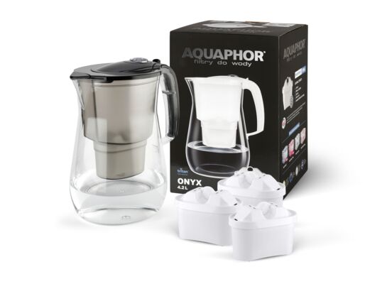 Dzbanek filtrujący Onyx 4,2 l z 3 wkładami magnezowymi B100-25 Maxfor czarny Aquaphor