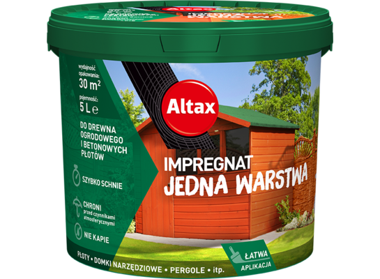 Impregnat do drewna ogrodowego jedna warstwa 5 l zielony Altax