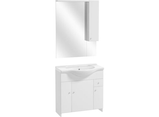 Zestaw szafka z umywalką i lustrem MALIBU D85 DSM L1524 bez cokołu 4D1S biały