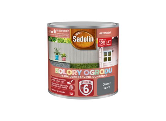 Farba dekoracyjno-ochronna Kolory Ogrodu Ciemny Szary 0,25 l Sadolin
