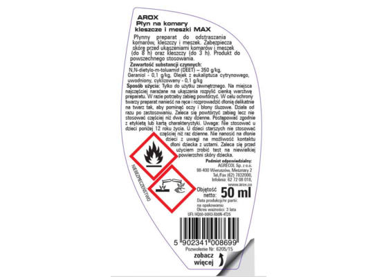 Płyn na komary Deet Max 50 ml Arox
